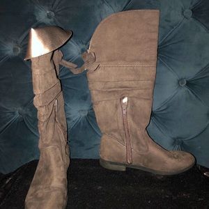 Cat & Jack Faux Suede Brown Tall Boot Fold Over